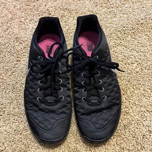 COPY - Nike Women’s Free TR Fit training shoes. Black with gray soles.